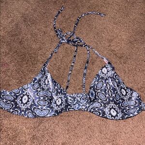 Blue and Black Patterned Bikini Top